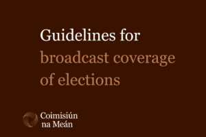 Text on copper background reads Guidelines for broadcast coverage of elections