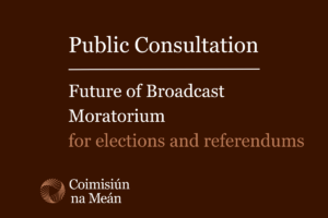 Text reads: Public Consultation - Future of Broadcast Moratorium